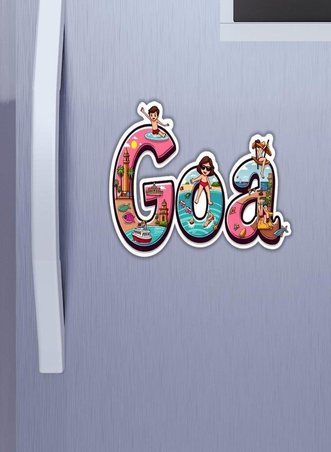 GIFTODAY مغناطيس خشبي تذكاري للثلاجة بتصميم ولاية غوا - مغناطيس مطبوع عليه صورة غوا لتزيين المكتب والمطبخ والمنزل | هدية تذكارية مثالية | عبوة من قطعة واحدة | المقاس 3 × 3 بوصة - Image 2